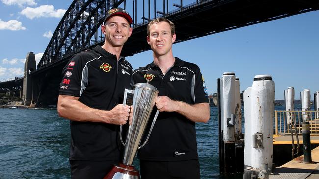 Bathurst 1000 winners David Reynolds (right) and co-driver Luke Youlden. Picture: Toby Zerna