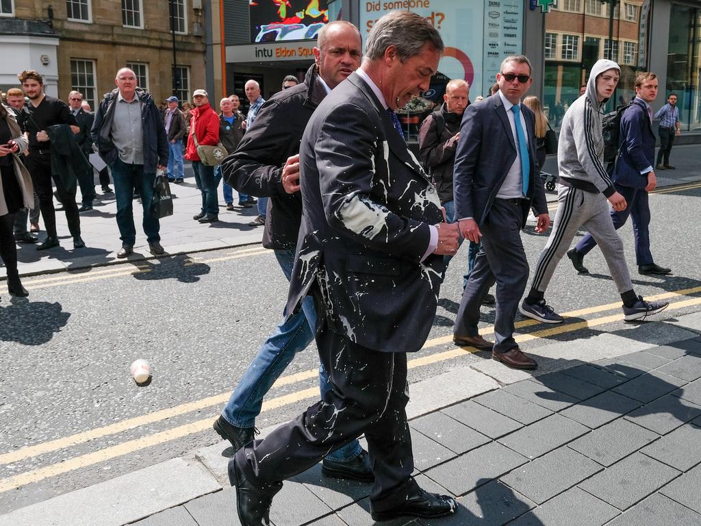 Far-right politicians have been “milkshaked” by protesters. Picture: Ian Forsyth/Getty Images