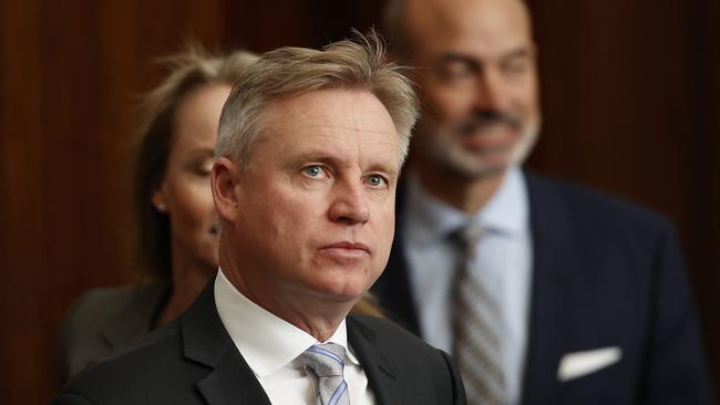 Deputy Premier Jeremy Rockliff arrives at question time in state parliament. Picture: Zak Simmonds