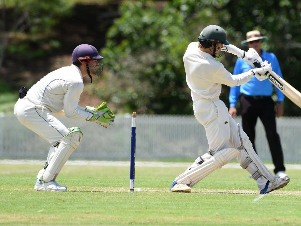 Second grade cricket between Gold Coast Dolphins and Wests at Bill Pippen Oval. West batsman Max Carlyon. (Photo/Steve Holland)