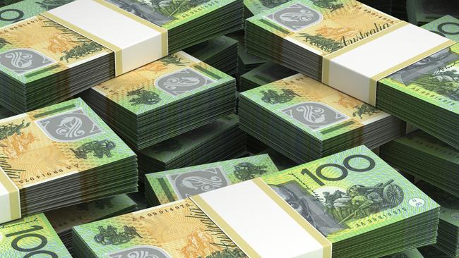 Stack of Australian Dollars. Australian money. $100 bill stacks. Thinkstock