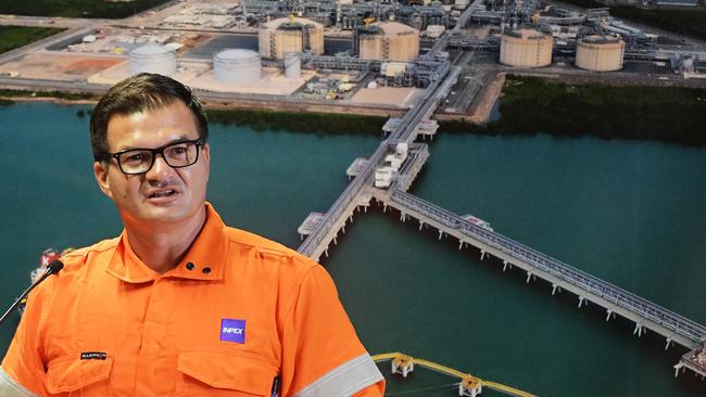 Ken Vowles speaks at the official opening of the Inpex LNG processing plant in Darwin while he was the NT Government’s Resources Minister. Mr Vowles has now launched his own consultancy business. Picture: Keri Megelus