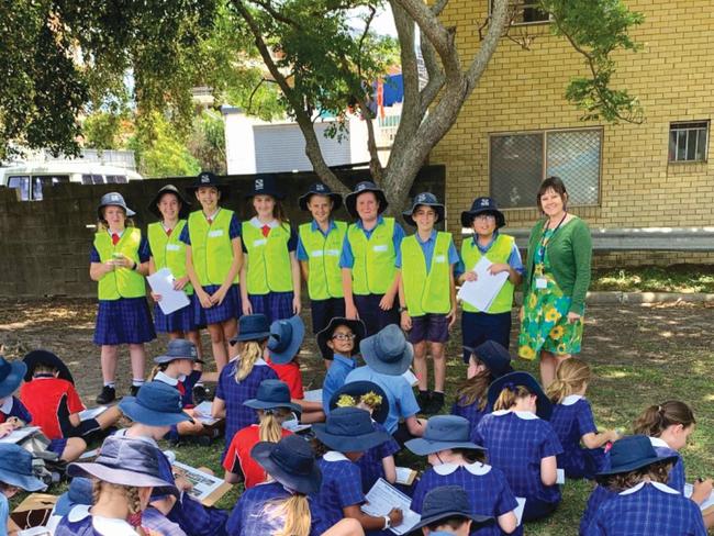 Council's Recreation Planner Jodie Hewett with the Junior Park Planning Team from St Joseph's Primary School