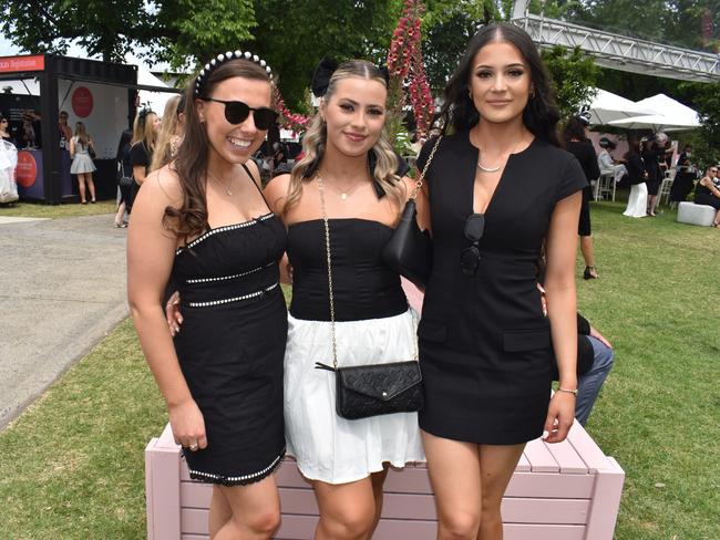 Guests in striking racewear at Penfolds Derby Day at the Flemington Racecourse on Saturday, November 02, 2024: