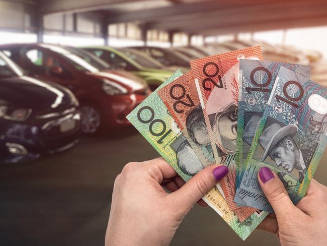 'Car buy' or 'rent car' conceptions with australian dollar, Australian money dollars generic