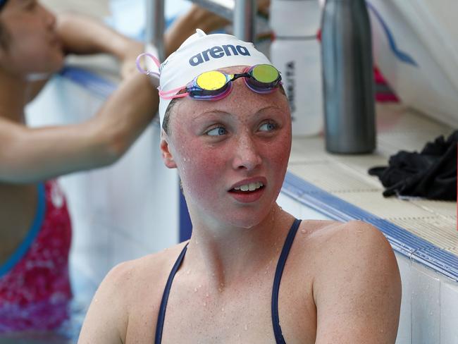 Swimmers gathered for training at the Dolphins emerging swimmers camp in Southport. Mikayla Bird from Bond University, QLD. Picture: Tertius Pickard