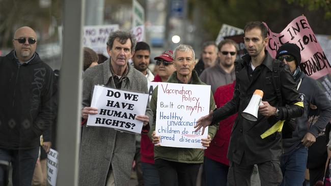 An anti-vaccination Rally in Melbourne’s Flagstaff Garden.