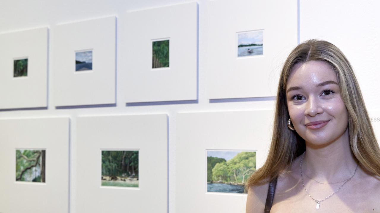 Jessie O'Rielly, Pittwater High School, with her work, 'Inattentional blindness'. Picture: Mim Stirling