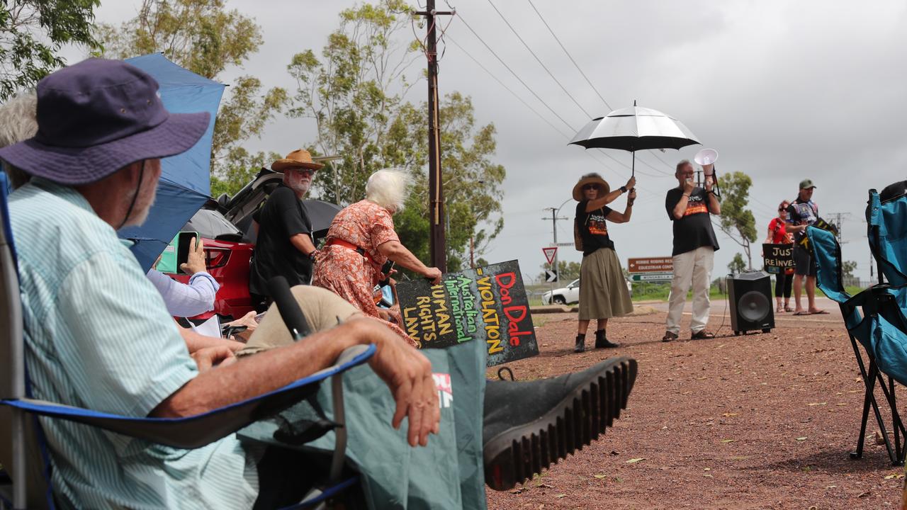 Close Don Dale protestors hold a demonstration for Invasion Day outside of the infamous prison for the third year in a row in 2024.