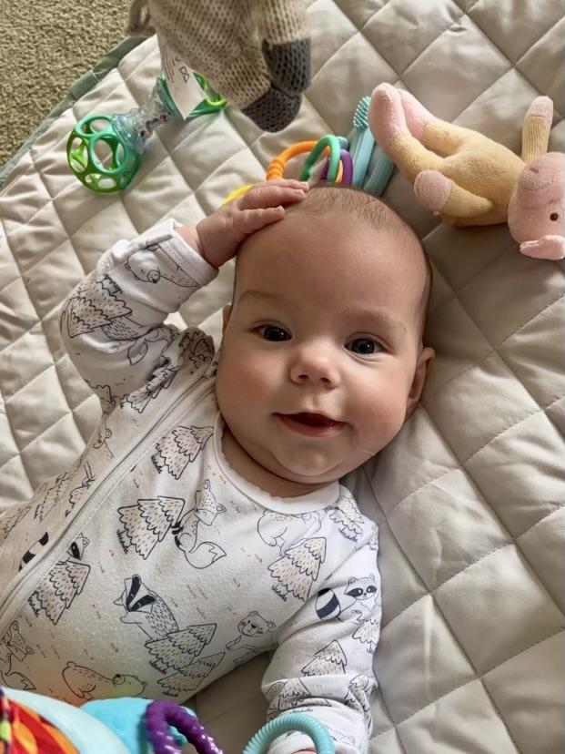Preston Torpy, four months old. Preston always has the biggest smiles and loves a chat. He babbles all day everyday.