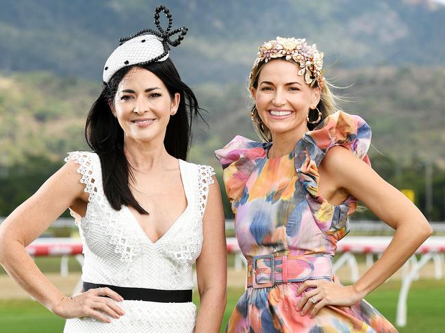 Cluden Park Ladies Day Fashions on the Field judges Annaleisa Gedoun and Danielle Rissman. Picture: Shae Beplate.