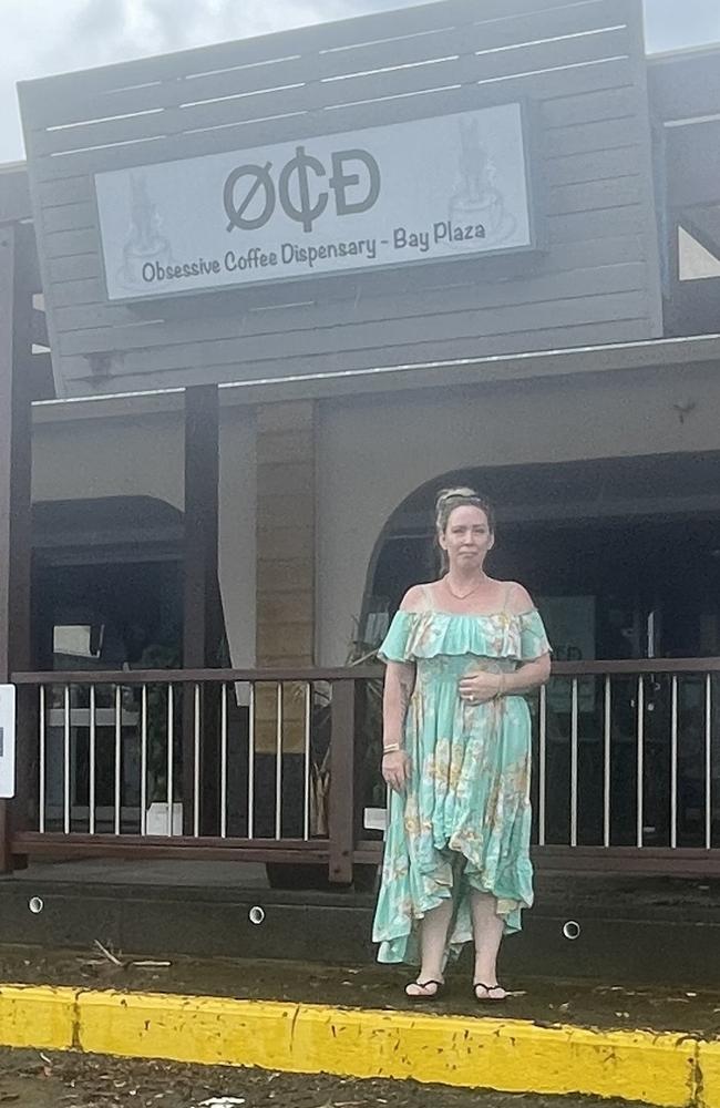 Sam Meek, owner of OCD Coffee in Pialba Village, blames improperly maintained drainage near her business for the catastrophic inundation their business experienced.