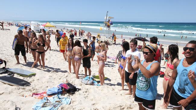 Beachgoers at The Spit. Pic Glenn Hampson