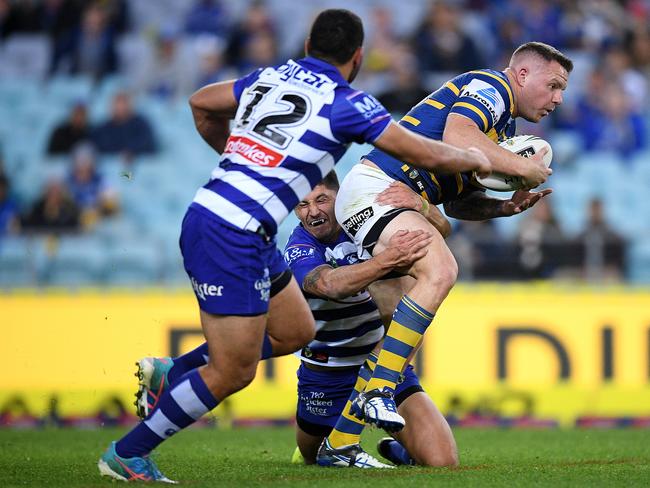 Nathan Brown made 22 runs for the Eels during the Round 19 NRL match between the Parramatta Eels and the Canterbury-Bankstown Bulldogs. Picture: AAP Image