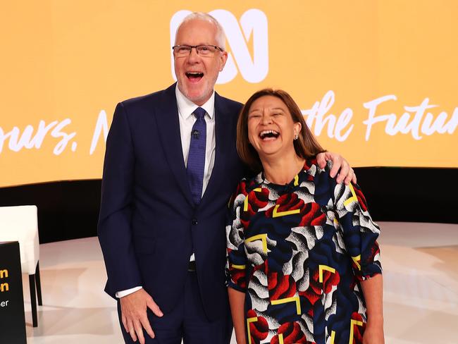 9/2/18: ABC Annual Public meeting at Ultimo, Sydney. Chairman Justin Milne and Managing director Michelle Guthrie after todays meeting. John Feder/The Australian.