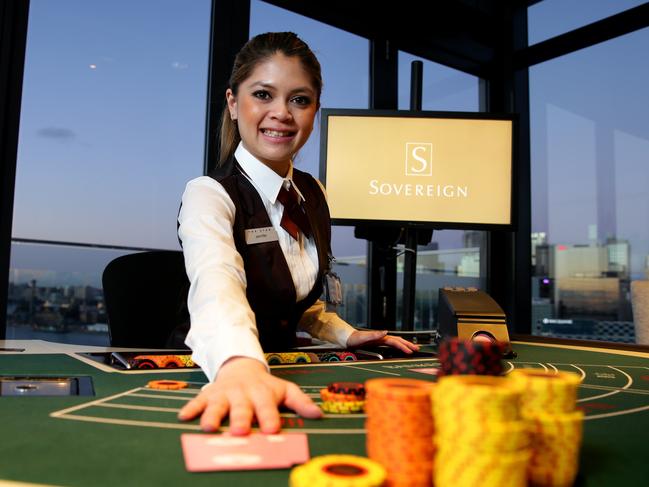 Jennifer Nguyen 21 is a baccarat dealer at The Star Casino. Jennifer is pictured at baccarat table in the Sovereign Room.