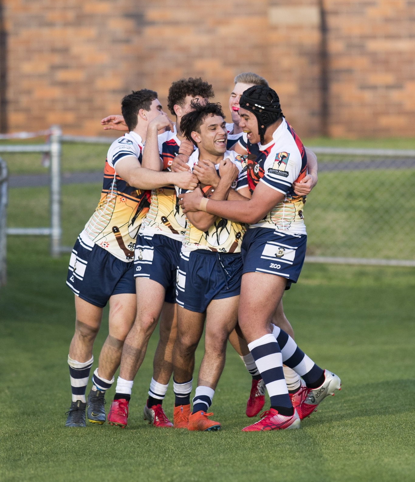 St Mary's celebrate a try by Keanu Wright-Dunrobin.