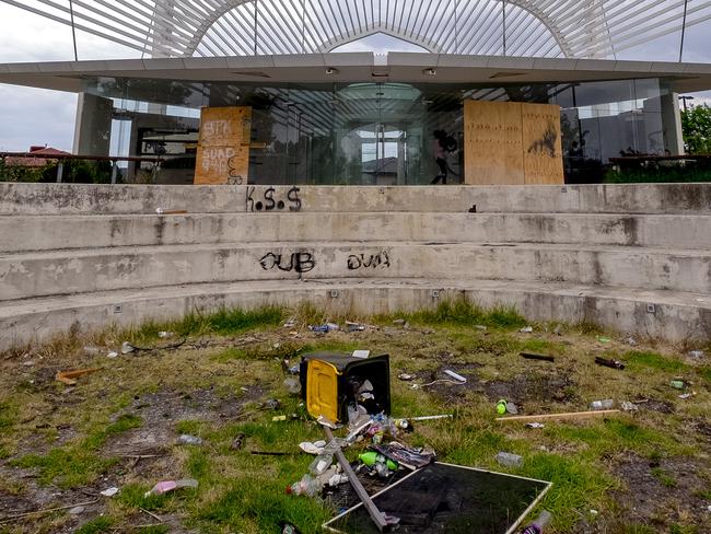 Vandalism at the Ecoville Community Park, Tarneit. Picture: AAP