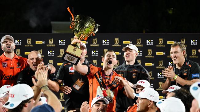 Brisbane Tigers celebrate winning the 2023 Hostplus Cup.