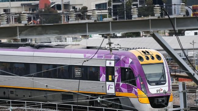 The truck and V/Line train collided at around 6.40am near Barwon Terrace. Picture: NCA NewsWire / Ian Currie