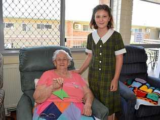 NEW FRIEND: Akooramak resident Grace Hill with School of Total Education Year 4 student Stella Leslie, 9. Picture: Elyse Wurm