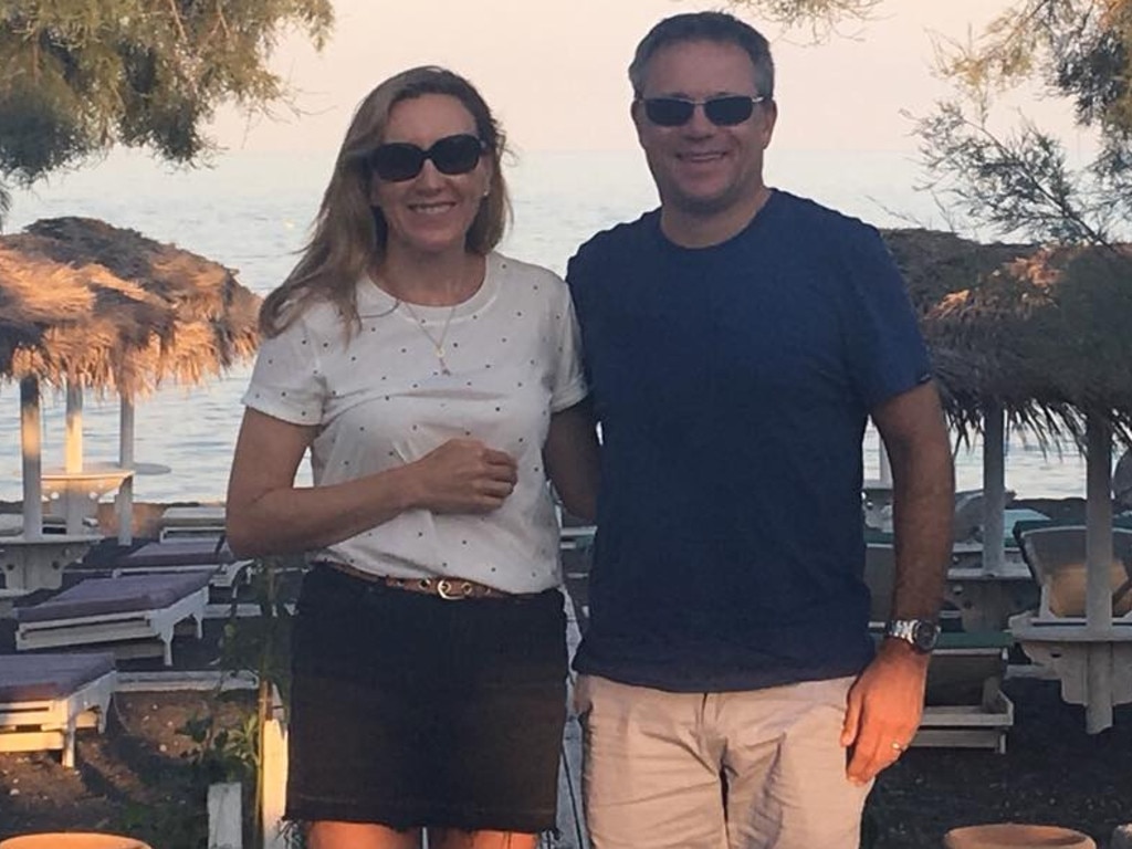 Nine’s new CEO Matt Stanton with wife Sarah on holidays. Picture: Facebook