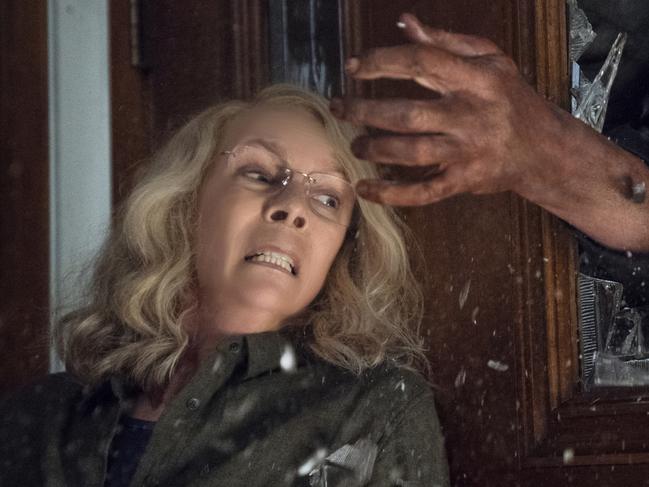 Jamie Lee Curtis in a scene from the 2018 movie Halloween. Universal Pictures.