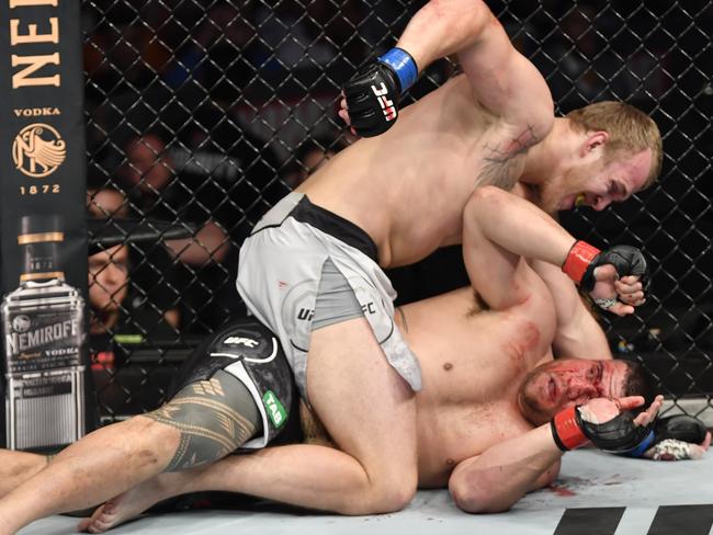 The low point: Tuivasa is beaten by Sergey Spivak at UFC 243 in Melbourne. Picture: Jeff Bottari/Zuffa/Zuffa/Getty Images