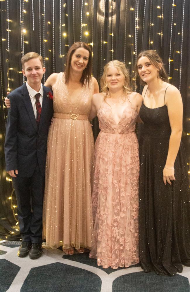 Sharni Greenwood, Ryan Cooper Bella Smith-knight and Cassie Hurst at the Maroochydore State High School formal 2023.