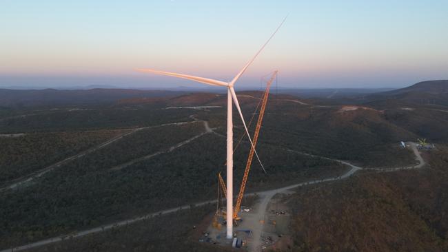 First turbine installed at Clarke Creek Wind Farm. Picture: Contributed