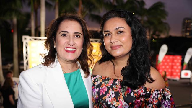 Mona Momtazian and Sieni Moghbelpour at the JAFAICAN premiere with Peter Andre at Gold Coast Film Festival at HOTA. Picture, Portia Large.