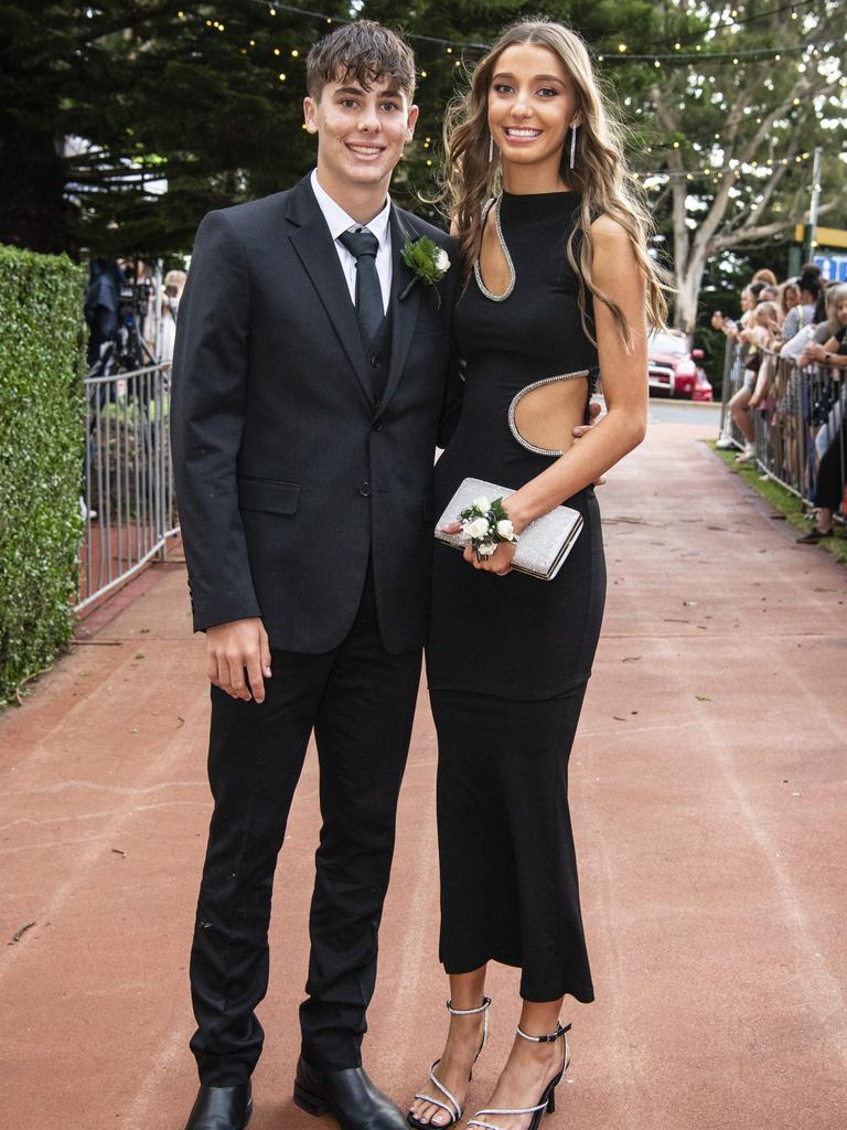 Lucas Brooking and partner Georgie Wells at St Mary's College formal at Picnic Point, Friday, March 24, 2023. Picture: Kevin Farmer