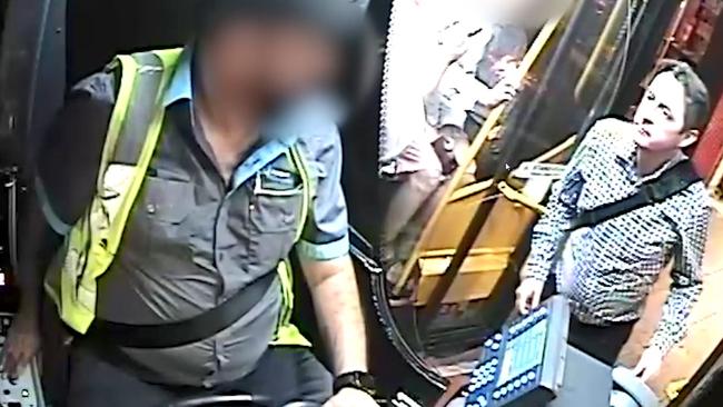 Moments before the man was seen on footage spraying the bus driver in the face. Picture: NSW Police