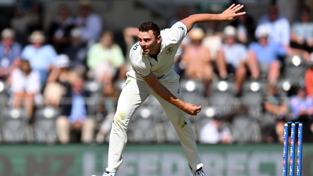 Hazlewood has had a great test so far. Photo by Kai Schwoerer/Getty Images