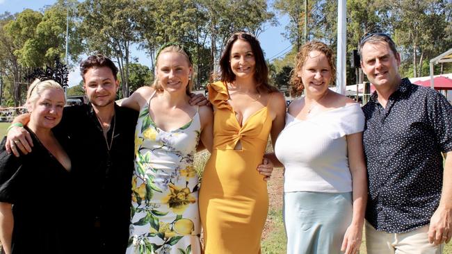 Juanita Childs, Julian, Hilarie Legg, Naomi Kenny, Fiona and Sean Greig at the Noosa Polo and Provedores on October 14, 2023.