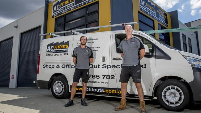 AC Fit Outs in Upper Coomera has been given a four-month break from paying rent by its landlord. This means the business, combined with the JobKeeper subsidy, will be able to keep operating. Picture: Jerad Williams