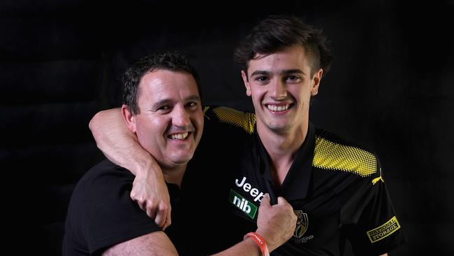 Chris Naigh and Patrick Naish ahead of the 2017 draft. The Tigers could draft another Naish in 2023. Picture: Quinn Rooney/Getty Images