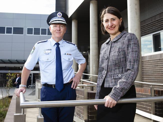 Police Commissioner Mick Fuller with NSW Premier Gladys Berejiklian will announce the new laws. Picture: Justin Lloyd