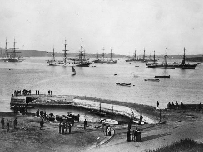 1867: A view across Sydney Harbour with no Harbour Bridge or Opera House. Picture: Hulton Archive/Getty Images