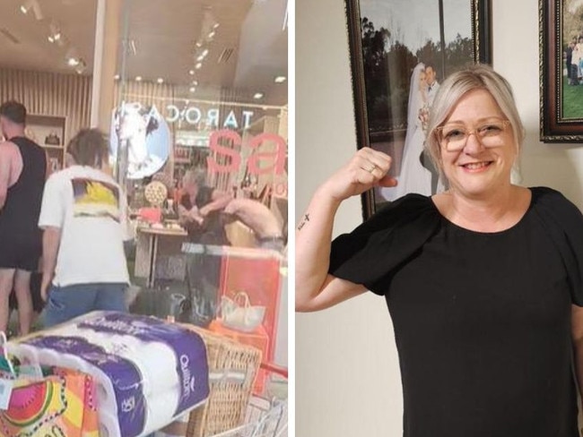 A hero mum who helped break up a wild fight between teenagers inside Tea Tree Plaza says security guards should be given extended powers to keep shoppers safe.