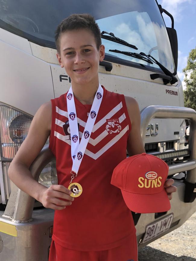 Winston Sutton of the Eastern Swans won the Under 12's best on ground for AFL Mackay. Picture: Supplied