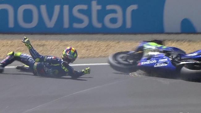 Valentino Rossi crash. French MotoGP