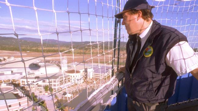 John Clifford at controls of Balloon Walk high above Robina Town Centre in 1996.