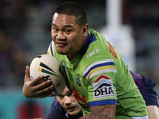 NRL - Raiders Joey Leilua. Canberra Raiders vs Melbourne Storm at GIO Stadium in Canberra. Picture Kym Smith