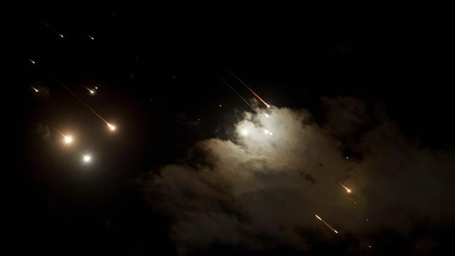 This picture shows projectiles above Jerusalem on October 1, after Iran launched a missile attack on Israel's commercial hub Tel Aviv. Picture: Menahem Kahana/AFP