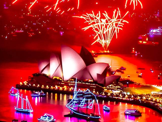 Sydney's New Years Eve 9pm  fireworks photographed from Crown Sydney on Tuesday, 31 December 2019. Crown Sydney is due to open in early-2021. ( IMAGE / MONIQUE HARMER)