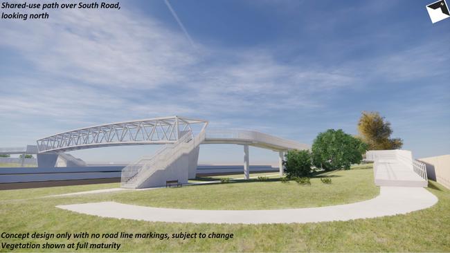 A concept image of a shared-use path over the North-South Corridor.