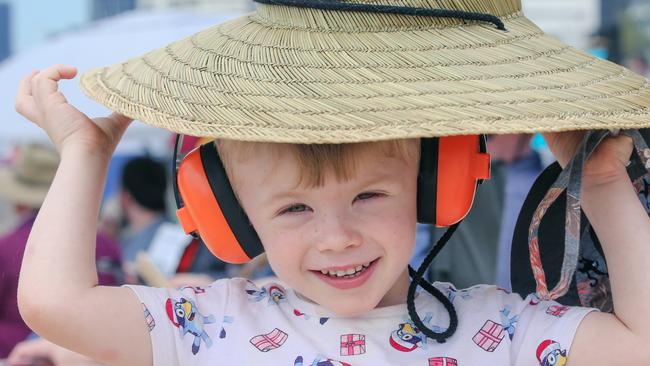 Jace Shackow  enjoying the inaugural Pacific Air Show over Surfers Paradise.Picture: Glenn Campbell