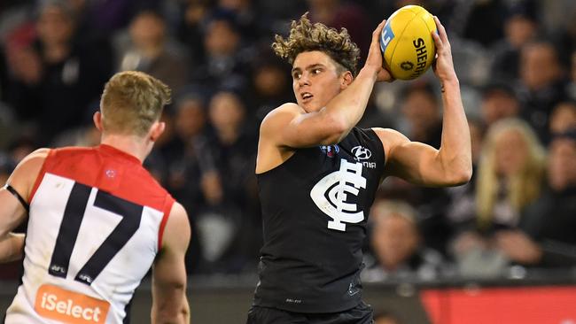 Charlie Curnow in action against Melbourne.