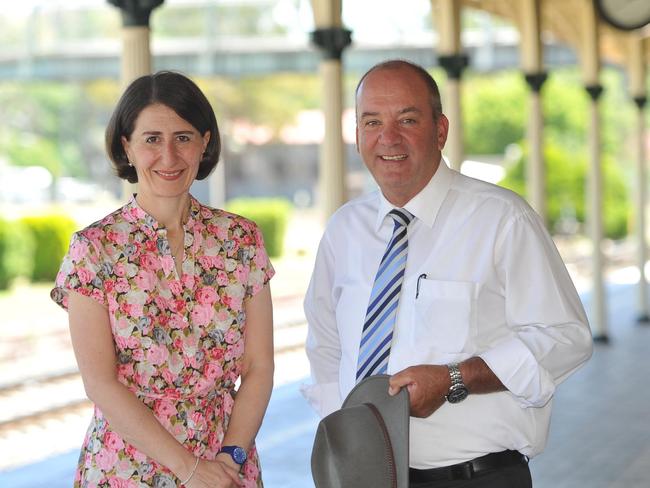 ONE TIME USE FEE APPLIES MUST CREDIT. Pictured in 2015 New South Wales Minister for Transport Gladys Berejiklian and Daryl Maguire Wagga MP. Must Credit: The Daily Advertiser/ACM